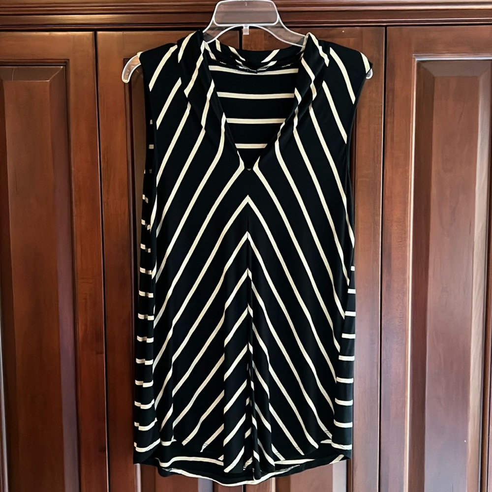 Soft yet silky black cream striped blouse
